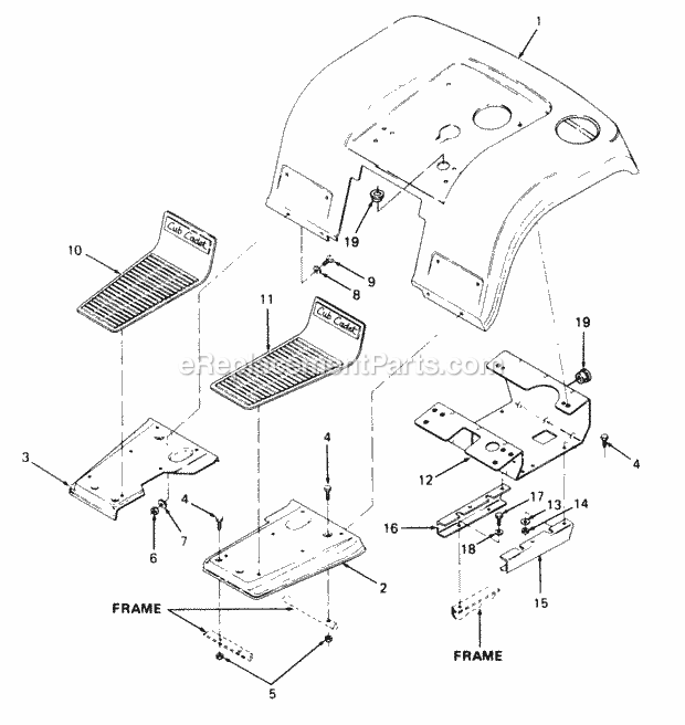 Fender & Footrest Diagram and Parts List for 2084 836000-864500 Cub Cadet Lawn Tractor